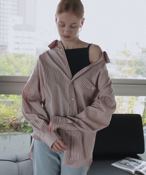 DONOBAN(ドノバン)の「【ELME】Offset Boyfriend Shirts / 2カラー(シャツ/ブラウス・レディース・ピンク/ブルー・M/S)」の15枚目の写真