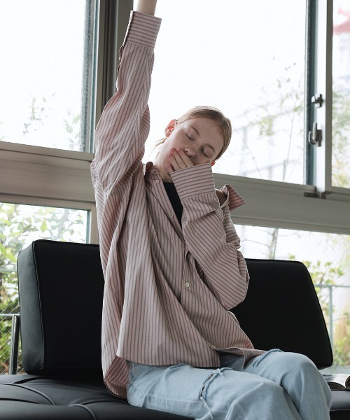 DONOBAN(ドノバン)の「【ELME】Offset Boyfriend Shirts / 2カラー(シャツ/ブラウス・レディース・ピンク/ブルー・M/S)」の16枚目の写真