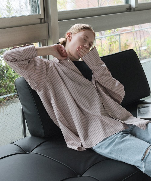 DONOBAN(ドノバン)の「【ELME】Offset Boyfriend Shirts / 2カラー(シャツ/ブラウス・レディース・ピンク/ブルー・M/S)」の18枚目の写真