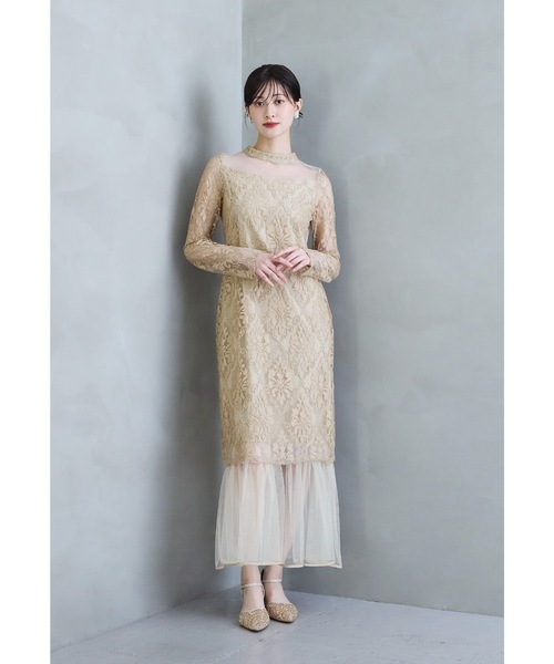 niana(ニアナ)の「ミディスカラップレースドレス 花嫁 前撮り パーティードレス オケージョンドレス 結婚式 二次会 同窓会 成人式 お呼ばれワンピース(ドレス・レディース・ベージュ/ブラック/キナリ・M)」の3枚目の写真