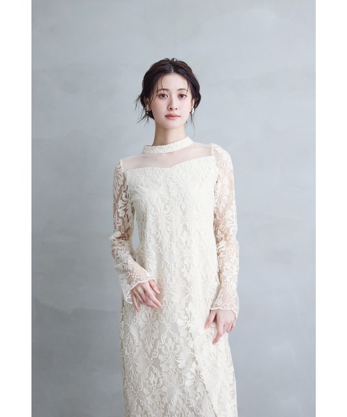 niana(ニアナ)の「ミディスカラップレースドレス 花嫁 前撮り パーティードレス オケージョンドレス 結婚式 二次会 同窓会 成人式 お呼ばれワンピース(ドレス・レディース・ベージュ/ブラック/キナリ・M)」の12枚目の写真