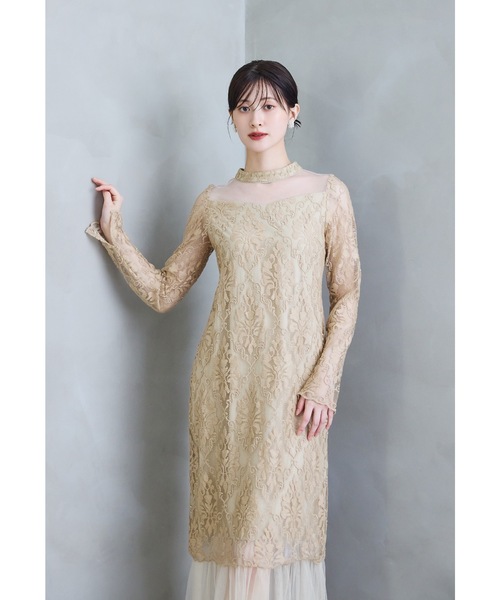 niana(ニアナ)の「ミディスカラップレースドレス 花嫁 前撮り パーティードレス オケージョンドレス 結婚式 二次会 同窓会 成人式 お呼ばれワンピース(ドレス・レディース・ベージュ/ブラック/キナリ・M)」の19枚目の写真