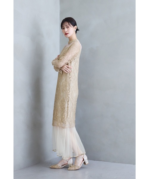 niana(ニアナ)の「ミディスカラップレースドレス 花嫁 前撮り パーティードレス オケージョンドレス 結婚式 二次会 同窓会 成人式 お呼ばれワンピース(ドレス・レディース・ベージュ/ブラック/キナリ・M)」の20枚目の写真