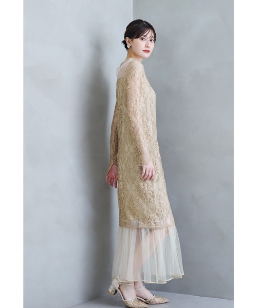 niana(ニアナ)の「ミディスカラップレースドレス 花嫁 前撮り パーティードレス オケージョンドレス 結婚式 二次会 同窓会 成人式 お呼ばれワンピース(ドレス・レディース・ベージュ/ブラック/キナリ・M)」の21枚目の写真