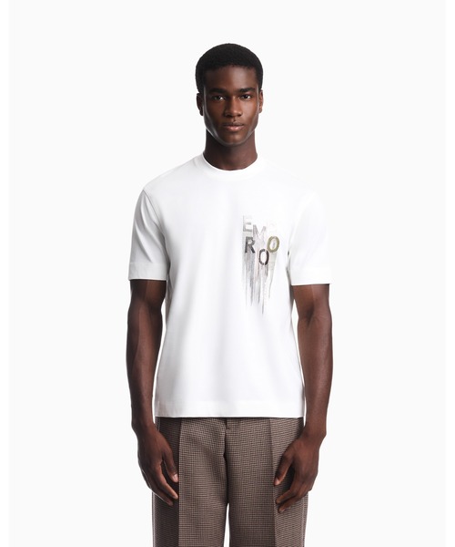 EMPORIO ARMANI(エンポリオアルマーニ)の「【エンポリオ アルマーニ】レギュラーフィット Tシャツ コットンヘビージャージー(Tシャツ/カットソー・メンズ・ホワイト/ブラック・MEDIUM/SMALL/X-SMALL/LARGE/X-LARGE)」の2枚目の写真