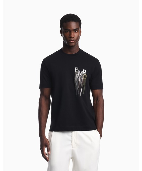 EMPORIO ARMANI(エンポリオアルマーニ)の「【エンポリオ アルマーニ】レギュラーフィット Tシャツ コットンヘビージャージー(Tシャツ/カットソー・メンズ・ホワイト/ブラック・MEDIUM/SMALL/X-SMALL/LARGE/X-LARGE)」の1枚目の写真