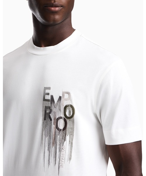 EMPORIO ARMANI(エンポリオアルマーニ)の「【エンポリオ アルマーニ】レギュラーフィット Tシャツ コットンヘビージャージー(Tシャツ/カットソー・メンズ・ホワイト/ブラック・MEDIUM/SMALL/X-SMALL/LARGE/X-LARGE)」の4枚目の写真