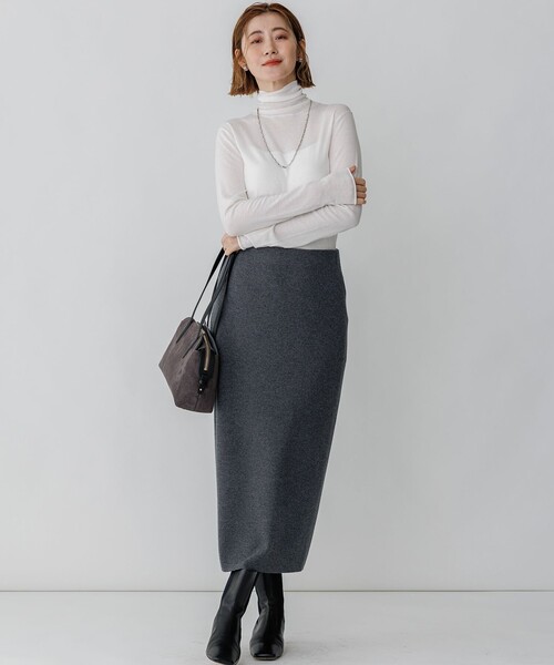 23区（ニジュウサンク）の「カシミヤブレンド Iライン ニットスカート（スカート・レディース・グレー系/ベージュ系/ワイン系・38/40）」の10枚目の写真