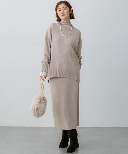 23区（ニジュウサンク）の「カシミヤブレンド Iライン ニットスカート（スカート・レディース・グレー系/ベージュ系/ワイン系・38/40）」の19枚目の写真