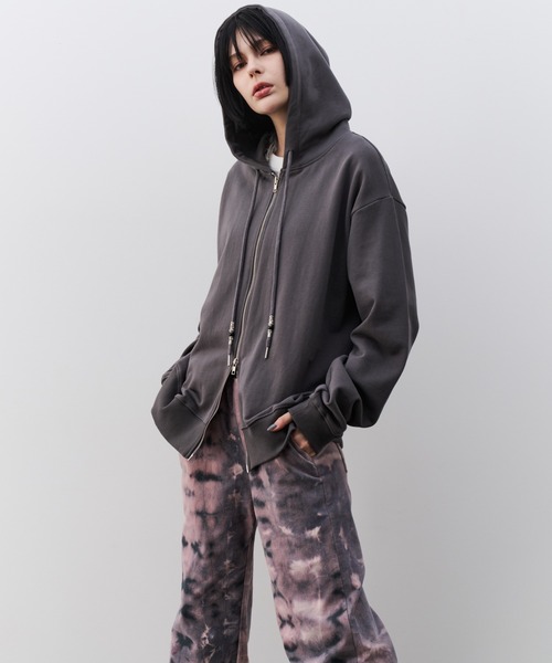 AIVER（アイバー）の「AIVER　ヘビー裏毛ビーズコードパーカー（パーカー・メンズ・ブラック/チャコールグレー・LARGE/MEDIUM/SMALL）」の13枚目の写真