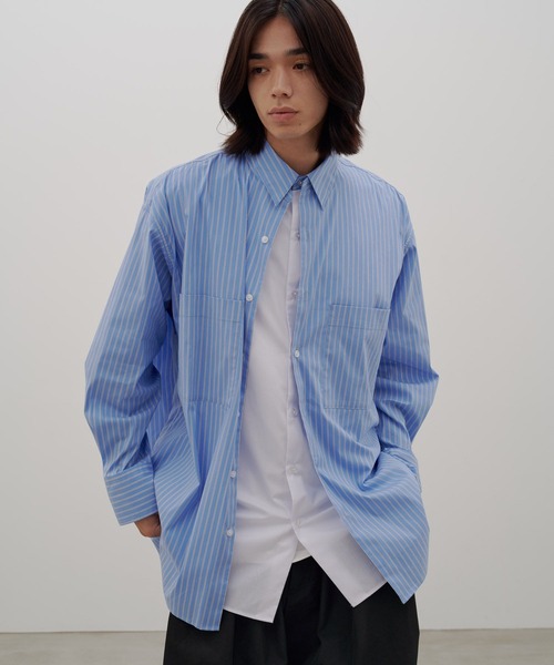 LOWRYS FARM（ローリーズファーム）の「【LFM(U)】フロントレイヤードシャツ　1074744（シャツ/ブラウス・メンズ・ブラウン/ブルー・MEDIUM/LARGE）」の2枚目の写真