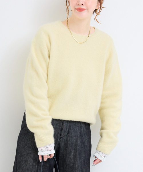 B.C STOCK(ベーセーストック)の「【WEB+一部店舗限定】fox woolクルーネックプルオーバー(ニット/セーター・レディース・レッド/グリーン/ピンク/ラベンダー/イエロー/ホワイト/チャコールグレー/ネイビー・FREE)」の6枚目の写真