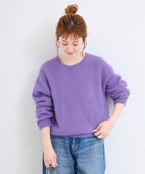 B.C STOCK(ベーセーストック)の「【WEB+一部店舗限定】fox woolクルーネックプルオーバー(ニット/セーター・レディース・レッド/グリーン/ピンク/ラベンダー/イエロー/ホワイト/チャコールグレー/ネイビー・FREE)」の9枚目の写真