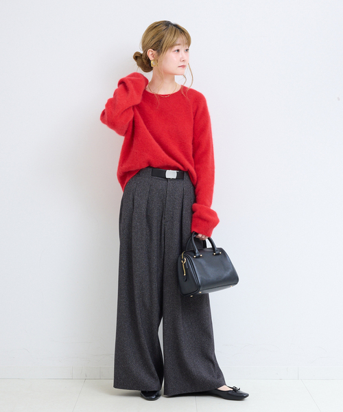 B.C STOCK(ベーセーストック)の「【WEB+一部店舗限定】fox woolクルーネックプルオーバー(ニット/セーター・レディース・レッド/グリーン/ピンク/ラベンダー/イエロー/ホワイト/チャコールグレー/ネイビー・FREE)」の11枚目の写真