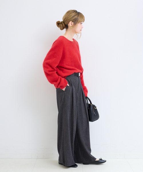 B.C STOCK(ベーセーストック)の「【WEB+一部店舗限定】fox woolクルーネックプルオーバー(ニット/セーター・レディース・レッド/グリーン/ピンク/ラベンダー/イエロー/ホワイト/チャコールグレー/ネイビー・FREE)」の12枚目の写真