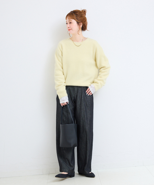 B.C STOCK(ベーセーストック)の「【WEB+一部店舗限定】fox woolクルーネックプルオーバー(ニット/セーター・レディース・レッド/グリーン/ピンク/ラベンダー/イエロー/ホワイト/チャコールグレー/ネイビー・FREE)」の21枚目の写真