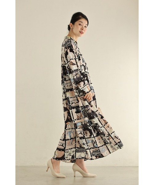 cawaii(カワイイ)の「シネマの中のファッションアイコンロングワンピース(紐ベルト付き)(ワンピース・レディース・ベージュ・FREE)」の3枚目の写真