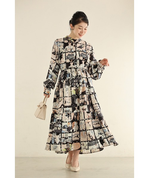 cawaii(カワイイ)の「シネマの中のファッションアイコンロングワンピース(紐ベルト付き)(ワンピース・レディース・ベージュ・FREE)」の7枚目の写真