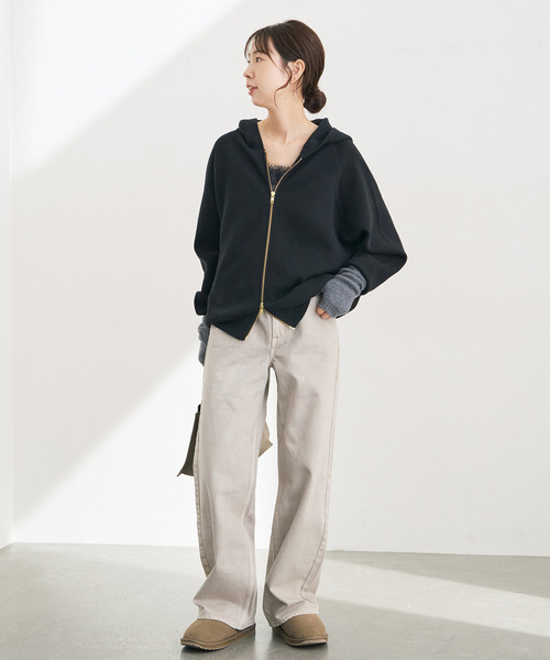 Spick & Span（スピックアンドスパン）の「コットン混 ニットフーディー（パーカー・レディース・ブラック/グレー/ベージュ系その他・FREE）」の4枚目の写真