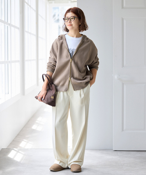 Spick & Span（スピックアンドスパン）の「コットン混 ニットフーディー（パーカー・レディース・ブラック/グレー/ベージュ系その他・FREE）」の6枚目の写真
