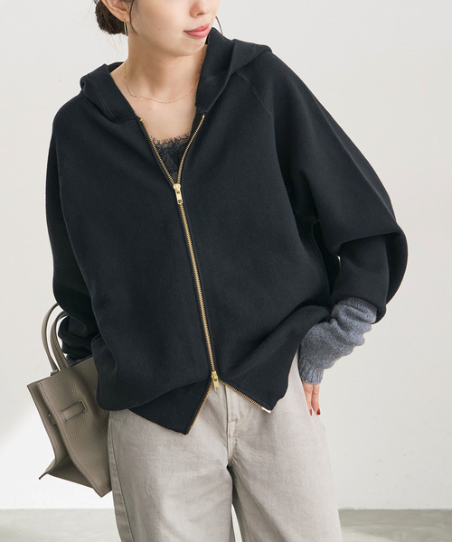 Spick & Span（スピックアンドスパン）の「コットン混 ニットフーディー（パーカー・レディース・ブラック/グレー/ベージュ系その他・FREE）」の7枚目の写真