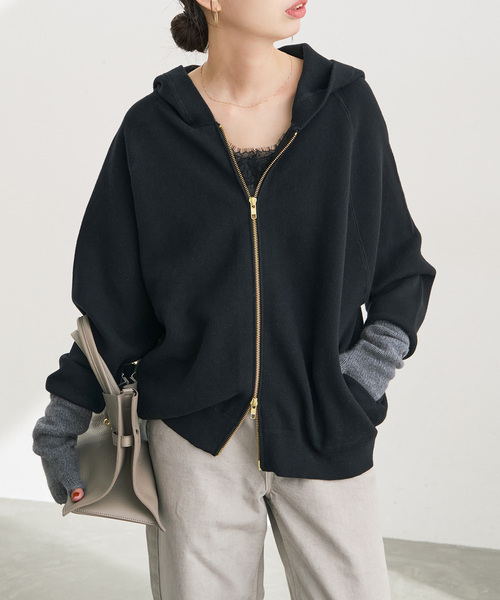 Spick & Span（スピックアンドスパン）の「コットン混 ニットフーディー（パーカー・レディース・ブラック/グレー/ベージュ系その他・FREE）」の8枚目の写真