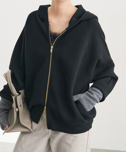 Spick & Span（スピックアンドスパン）の「コットン混 ニットフーディー（パーカー・レディース・ブラック/グレー/ベージュ系その他・FREE）」の9枚目の写真