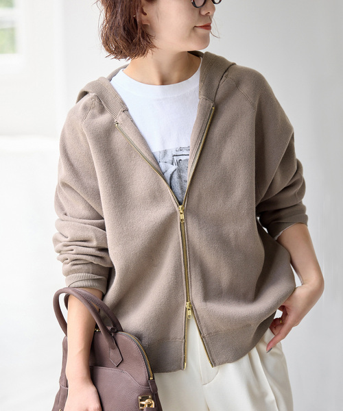 Spick & Span（スピックアンドスパン）の「コットン混 ニットフーディー（パーカー・レディース・ブラック/グレー/ベージュ系その他・FREE）」の19枚目の写真