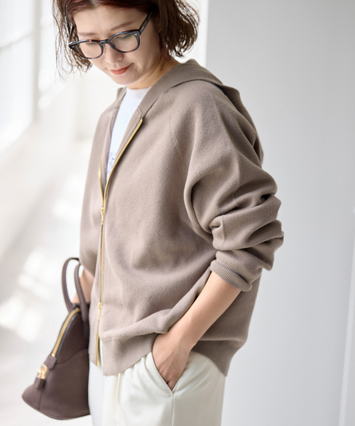 Spick & Span（スピックアンドスパン）の「コットン混 ニットフーディー（パーカー・レディース・ブラック/グレー/ベージュ系その他・FREE）」の20枚目の写真