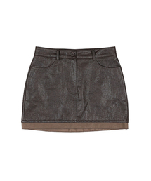 lotsyou_Alexis Leather Mini Skirt Brown