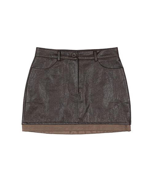 LOTSYOU(ロッツユー)の「lotsyou_Alexis Leather Mini Skirt Brown(スカート・レディース・その他・SMALL/MEDIUM)」の1枚目の写真