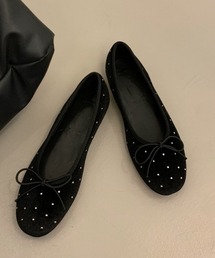 studded velour flat shoes