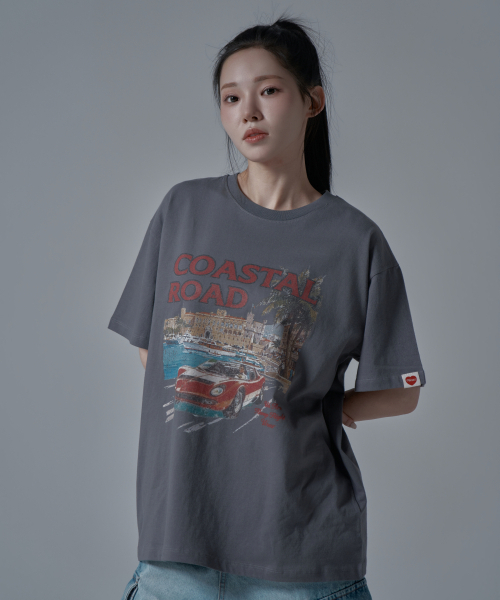 WAARFORWOMAN(ワール・フォー・ウーマン)の「WT-67 コースタル オーバーサイズ 半袖 Tシャツ_チャコール(Tシャツ/カットソー・レディース・その他・FREE)」の1枚目の写真