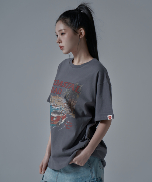 WAARFORWOMAN(ワール・フォー・ウーマン)の「WT-67 コースタル オーバーサイズ 半袖 Tシャツ_チャコール(Tシャツ/カットソー・レディース・その他・FREE)」の2枚目の写真
