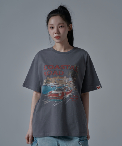 WAARFORWOMAN(ワール・フォー・ウーマン)の「WT-67 コースタル オーバーサイズ 半袖 Tシャツ_チャコール(Tシャツ/カットソー・レディース・その他・FREE)」の3枚目の写真