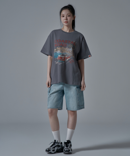 WAARFORWOMAN(ワール・フォー・ウーマン)の「WT-67 コースタル オーバーサイズ 半袖 Tシャツ_チャコール(Tシャツ/カットソー・レディース・その他・FREE)」の4枚目の写真