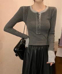 配色長袖Tシャツ