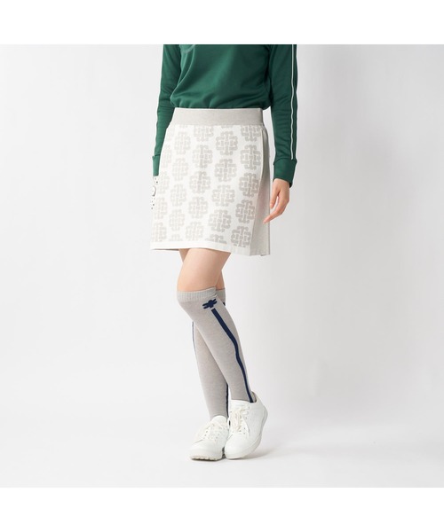 marie claire(マリ・クレール)の「【marie claire/マリ.クレール】レデイースモノグラム柄ニットスカート ゴルフ(スカート・レディース・ホワイト/ブラック/グリーン・LARGE/MEDIUM)」の1枚目の写真