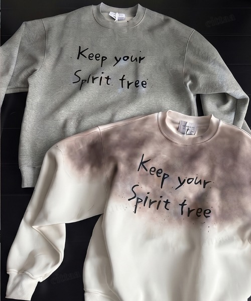 Dalfwin(ダールフィン)の「Sprit手書き風ロゴグラデーションカラースウェット(スウェット・レディース・ホワイト/グレー・FREE)」の8枚目の写真