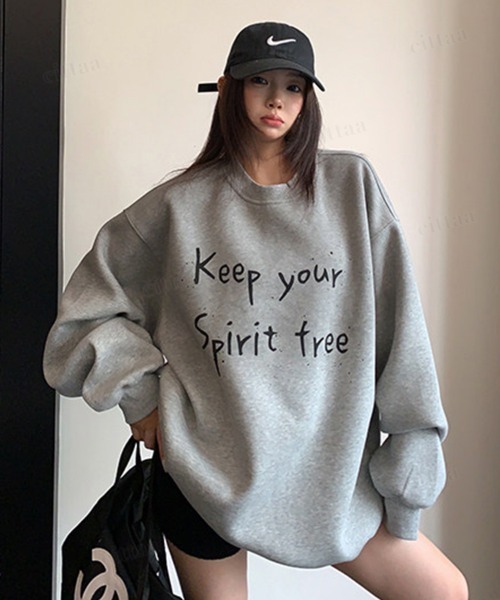 Dalfwin(ダールフィン)の「Sprit手書き風ロゴグラデーションカラースウェット(スウェット・レディース・ホワイト/グレー・FREE)」の12枚目の写真