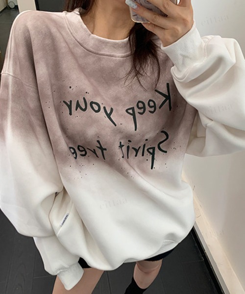 Dalfwin(ダールフィン)の「Sprit手書き風ロゴグラデーションカラースウェット(スウェット・レディース・ホワイト/グレー・FREE)」の18枚目の写真