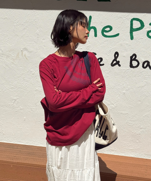 AMOU(アモウ)の「Molly Shell Long Sleeve RED(Tシャツ/カットソー・レディース・その他・1/2)」の6枚目の写真
