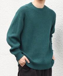〈手洗い可能〉片畦編み デザインリブ リラックス ニット◆