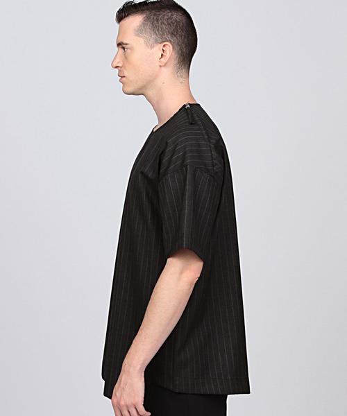 EN ROUTE（アンルート）の「ENR ウールトロピカル ストライプアシンメトリープルオーバー（シャツ/ブラウス・メンズ・ブラック/グレー・3/1/2）」の4枚目の写真