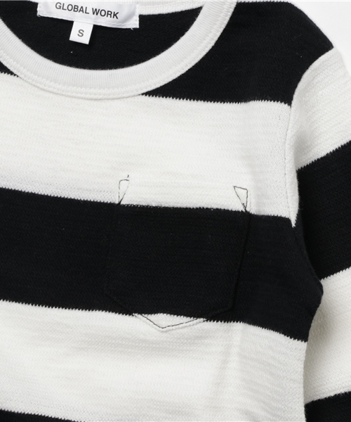 GLOBAL WORK（グローバルワーク）の「【キッズ】ラフインレイボーダーTシャツ長袖/738619（Tシャツ/カットソー・キッズ・ネイビー/ライトグリーン/ブラック・SMALL/LARGE/MEDIUM/X-LARGE/XX-LARGE）」の6枚目の写真