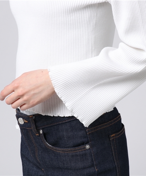 MURUA（ムルーア）の「フリルＲＩＢニット（ニット/セーター・レディース・アイボリー/ブラック/イエロー・FREE）」の8枚目の写真