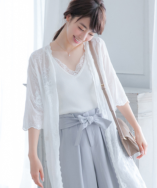 Color（カラー）の「レースニットキャミソール（キャミソール・レディース・ベージュ/ホワイト/ベビーピンク/ブラック・MEDIUM）」の13枚目の写真