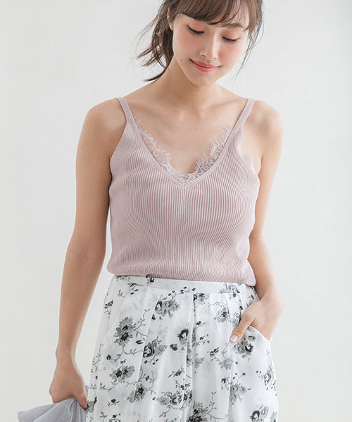 Color（カラー）の「レースニットキャミソール（キャミソール・レディース・ベージュ/ホワイト/ベビーピンク/ブラック・MEDIUM）」の17枚目の写真