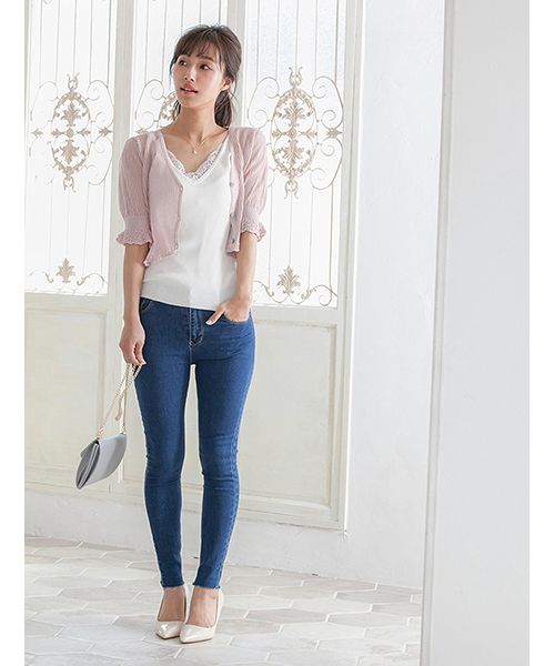 Color（カラー）の「レースニットキャミソール（キャミソール・レディース・ベージュ/ホワイト/ベビーピンク/ブラック・MEDIUM）」の10枚目の写真