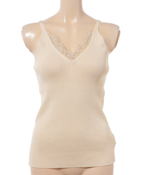 Color（カラー）の「レースニットキャミソール（キャミソール・レディース・ベージュ/ホワイト/ベビーピンク/ブラック・MEDIUM）」の3枚目の写真